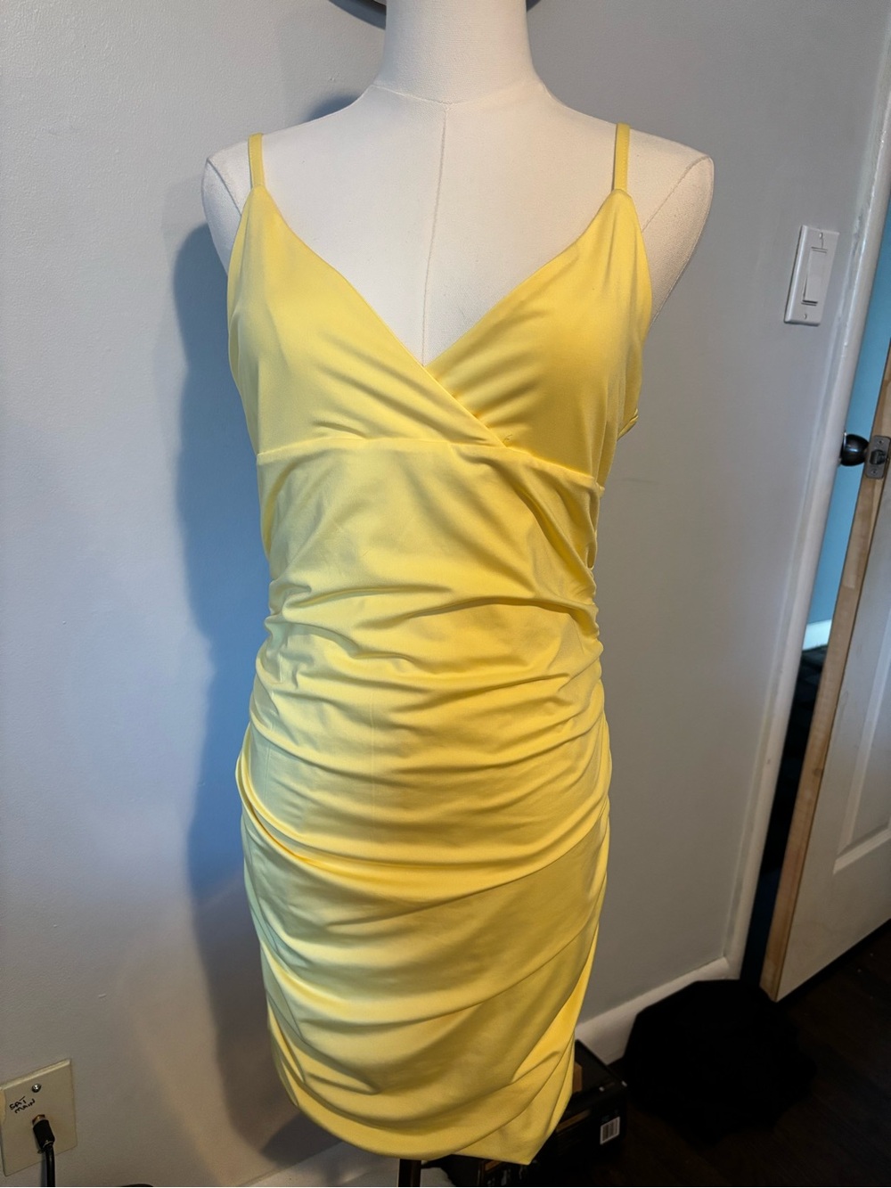 Wanderlust Sunny Yellow Ruched Slip Dress